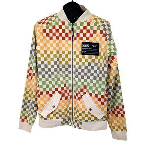 Checkeredboard Bomber Jacket Men Size M Zip Up Retro Streetwear Skater indie Y2K